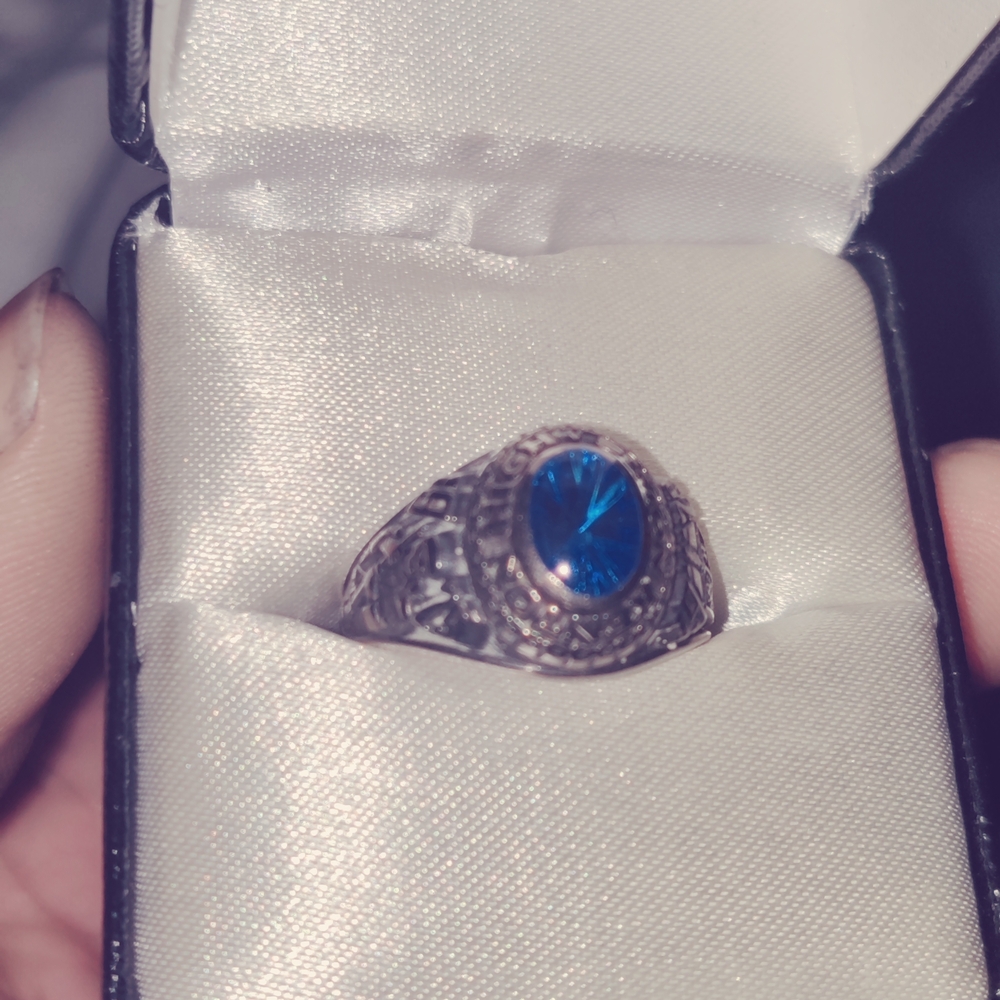 Men's Silver Ring with Blue Gemstone